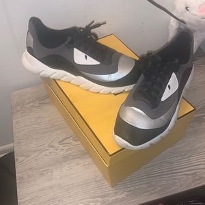 Fendi Men Grey N Black Sneakers Size 11 Shoe